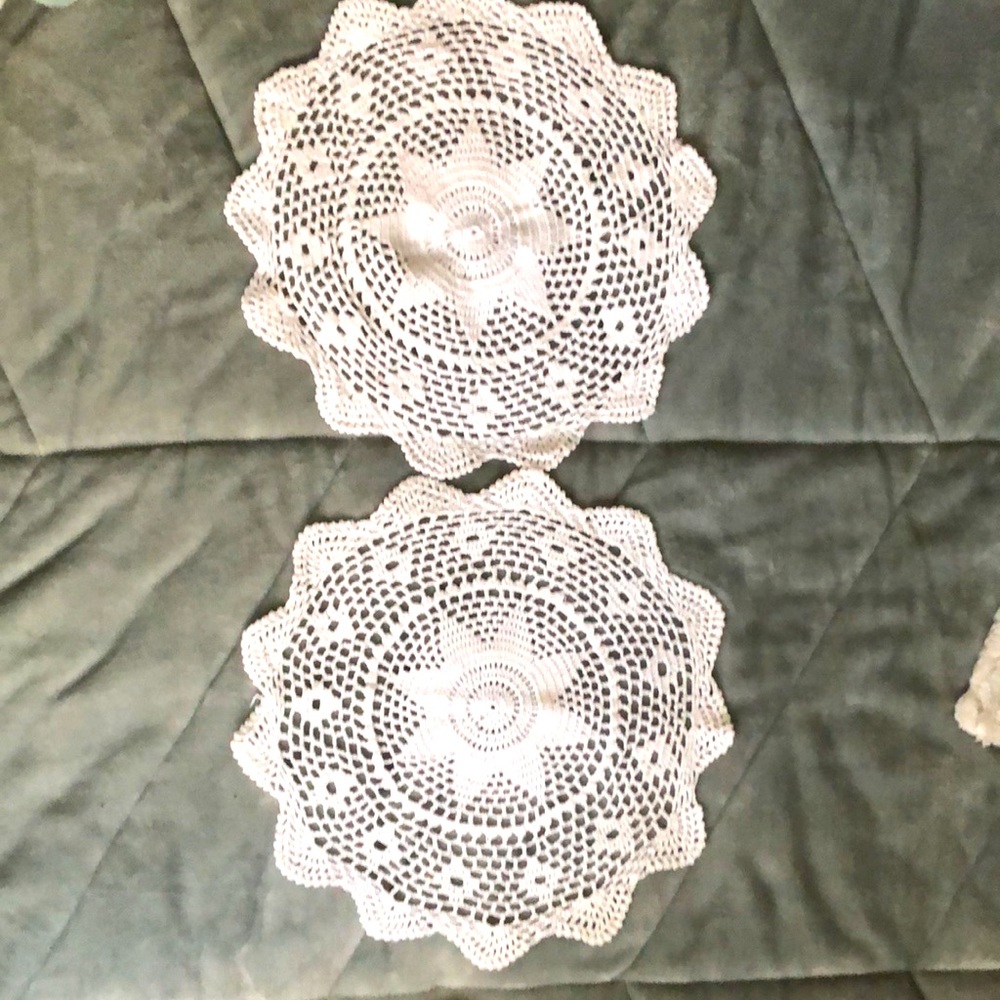 Set of 2 Cotton Doilies 13 inches in diameter perfect everyday or Holiday decor